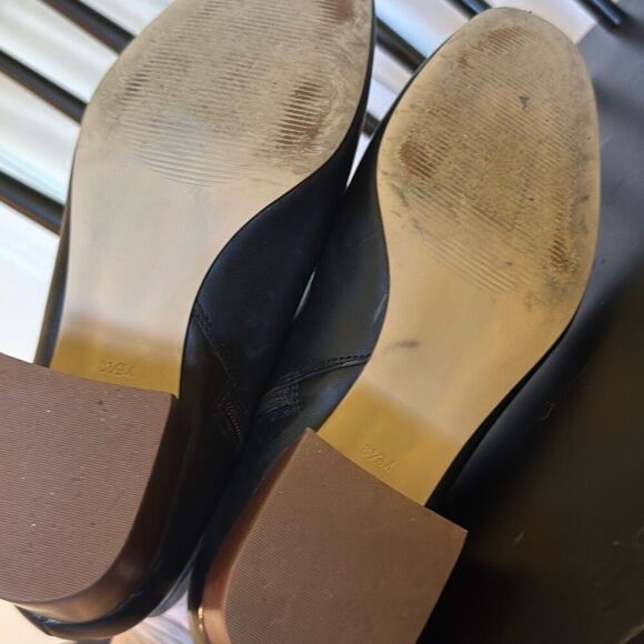 Talbots Harlow Buckle black leather heeled booties size 8.5 - Picture 7 of 12